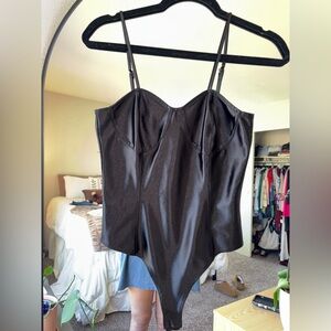 H&M Black Shimmery Thong Bodysuit